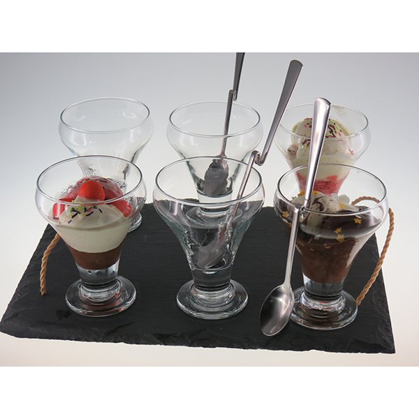 Coffret 6 coupes à glace et 6 grandes cuillères coudées Lebrun - Mathon - 1