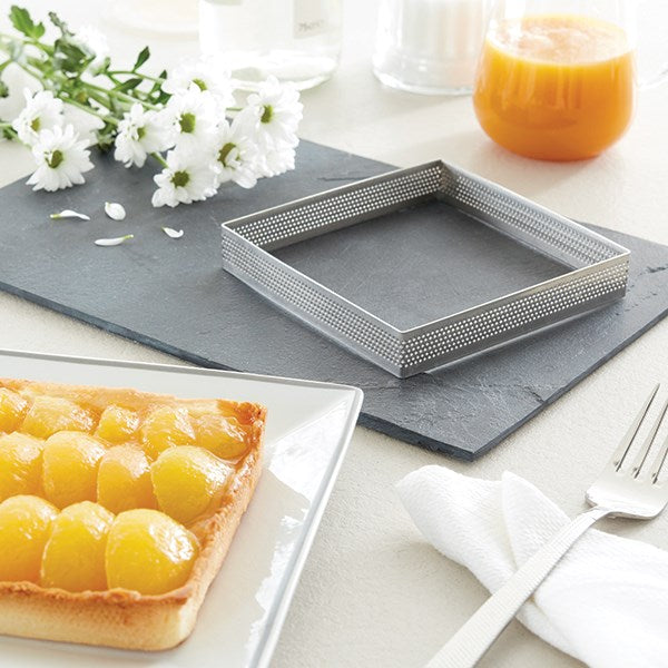 Lot 2 cercles à tarte perforés en inox carré 12 cm Mathon - Mathon - 3