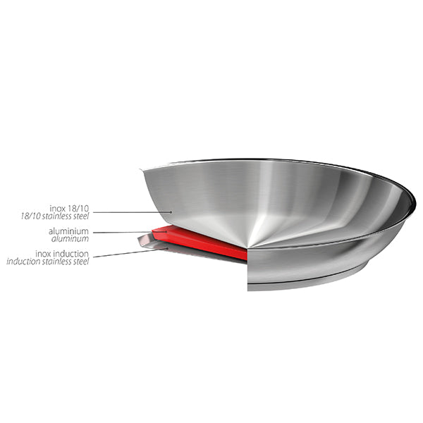 Lot 3 poêles tout inox Strate 20, 24 et 28 cm et manche amovible Cristel - Mathon - 3