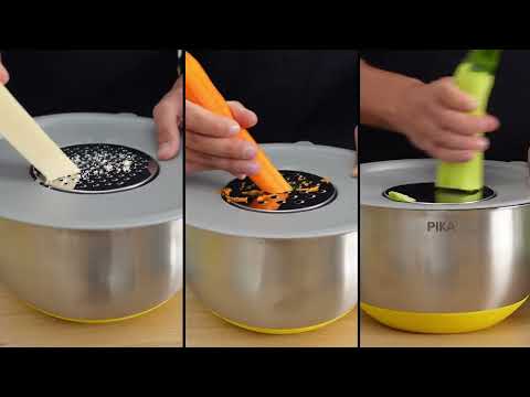 Set 3 bols en inox 1 L, 2,5 L et 4,5 L avec couvercles et 3 râpes interchangeables Pika - Mathon - 7